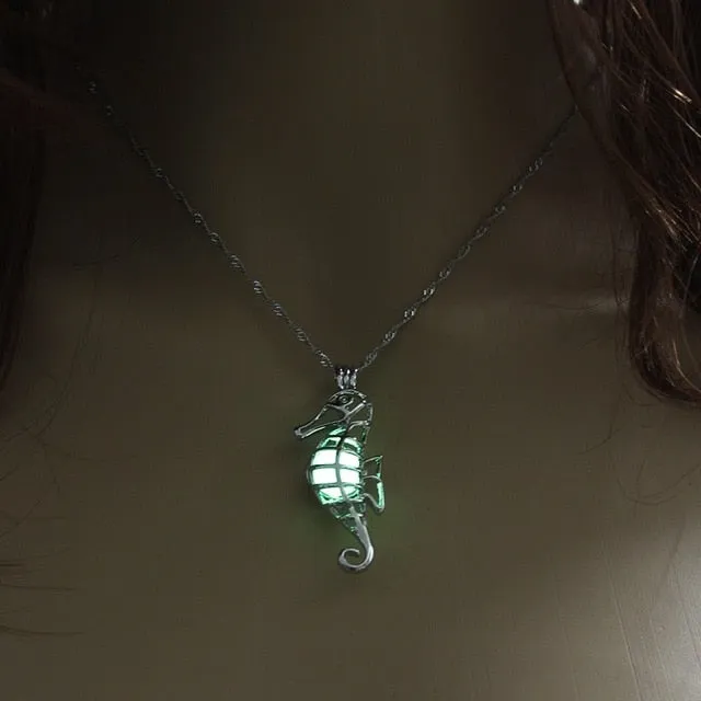 Moon Glowing Necklace Gem Charm Jewelry Silver Plated for Women