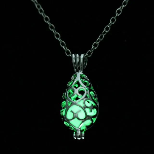 Moon Glowing Necklace Gem Charm Jewelry Silver Plated for Women