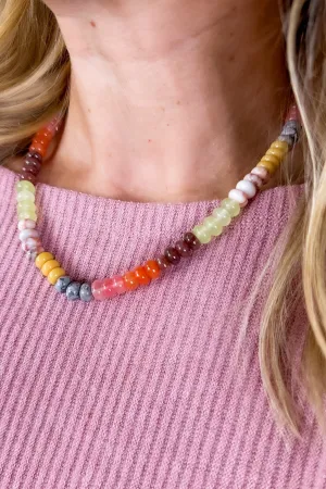 Multi Colored Autumn Toned Gemstone Beaded Necklace by Treasure Jewels