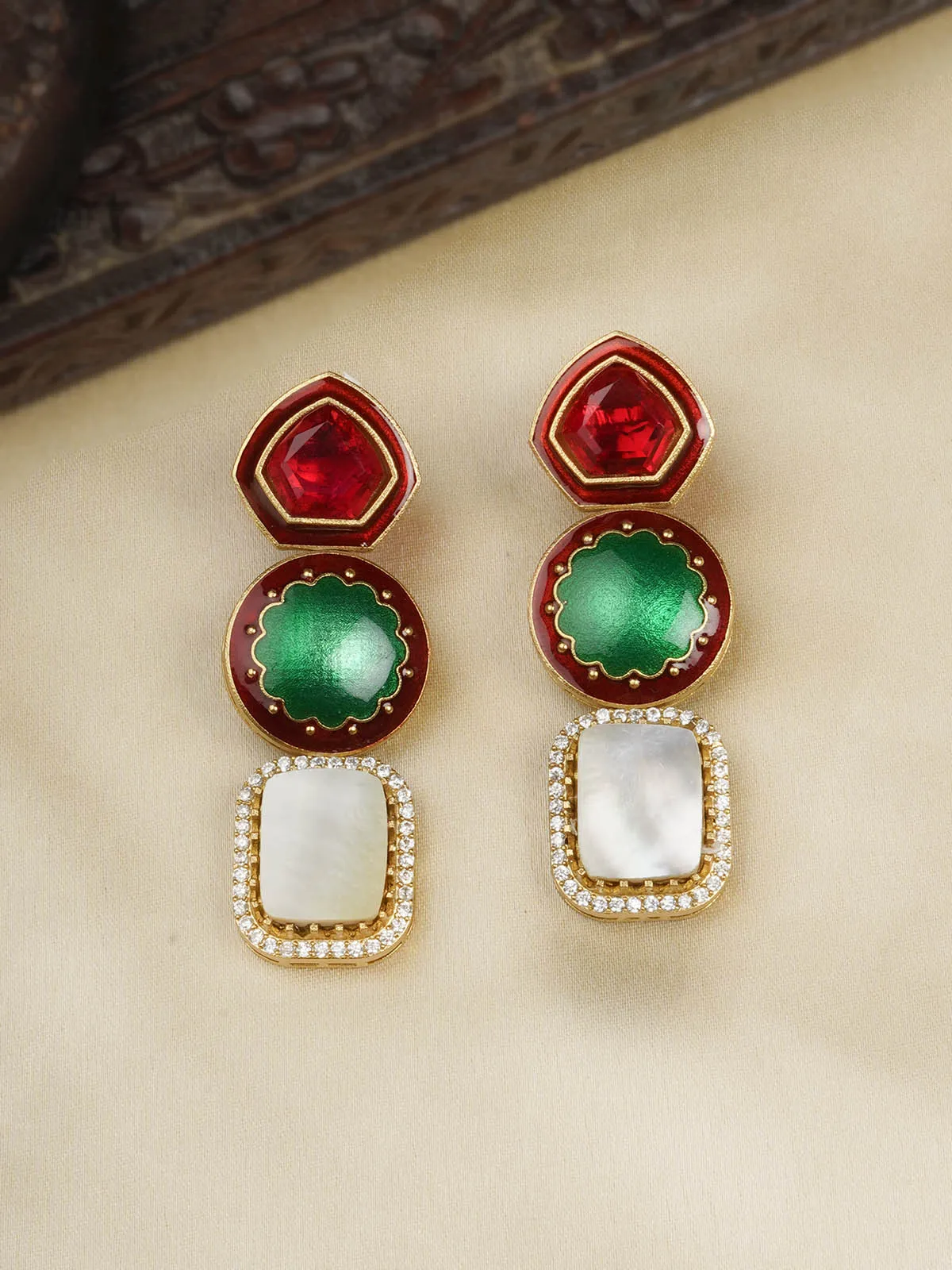 Multicolor Gold Plated Contemporary Earrings - CC-EAR3M