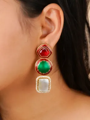 Multicolor Gold Plated Contemporary Earrings - CC-EAR3M