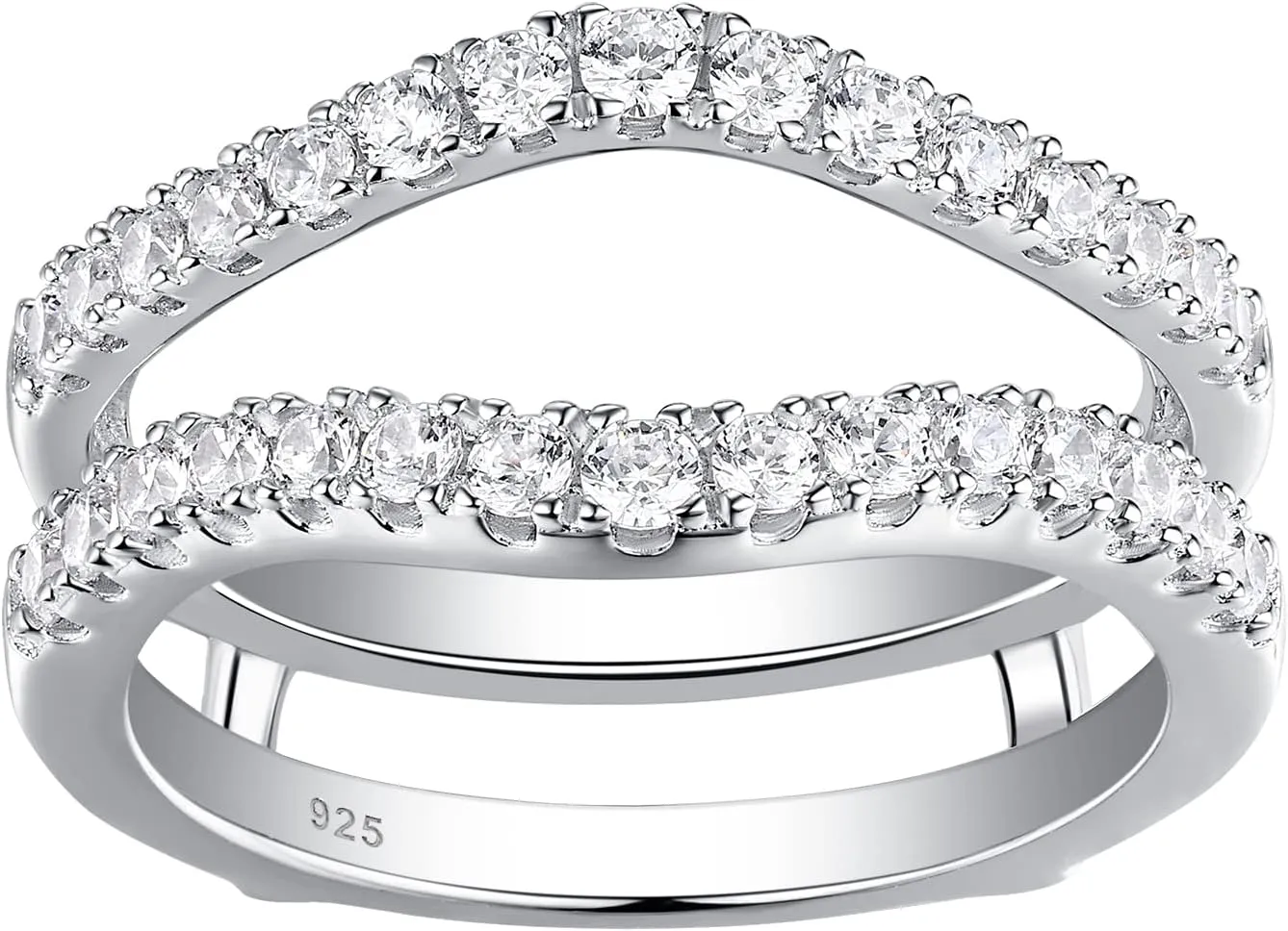 Newshe Jewellery Moissanite Wedding Band for Women Ring Enhancer for Engagement Rings 925 Sterling Silver Rings Size 5-10