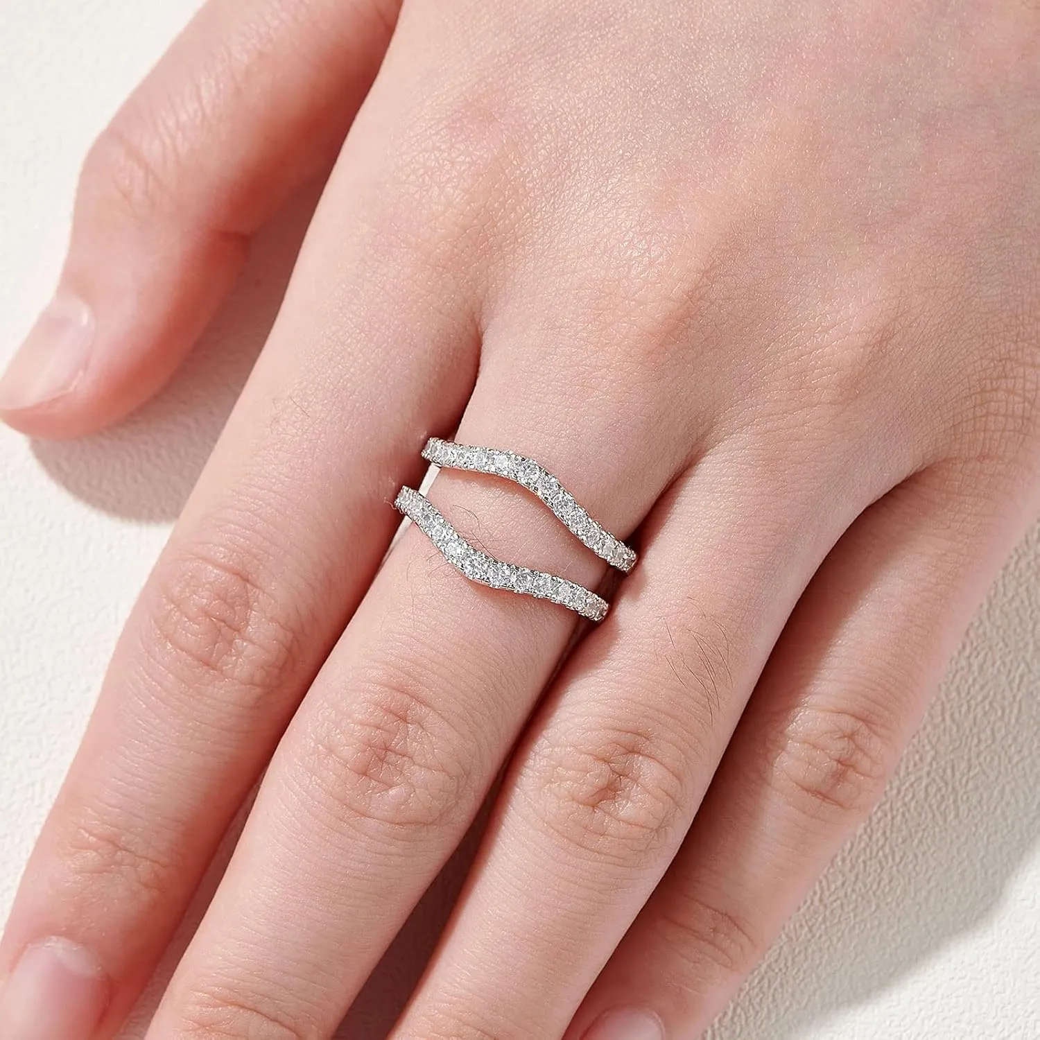 Newshe Jewellery Moissanite Wedding Band for Women Ring Enhancer for Engagement Rings 925 Sterling Silver Rings Size 5-10