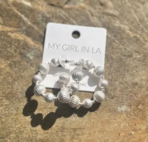 Nichelle Silver Beaded Hoop Earrings