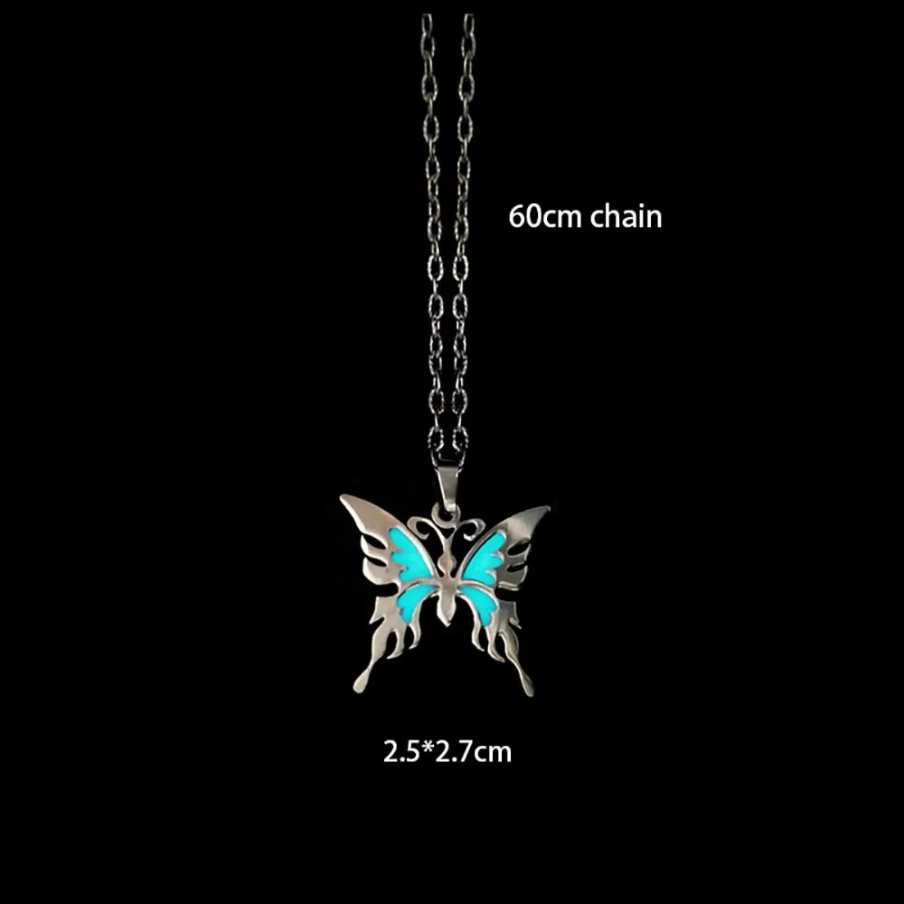 Novel Luminous Glowing Butterfly Pendant Hexagram Necklace Glow In The Dark