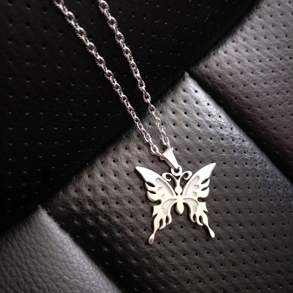Novel Luminous Glowing Butterfly Pendant Hexagram Necklace Glow In The Dark
