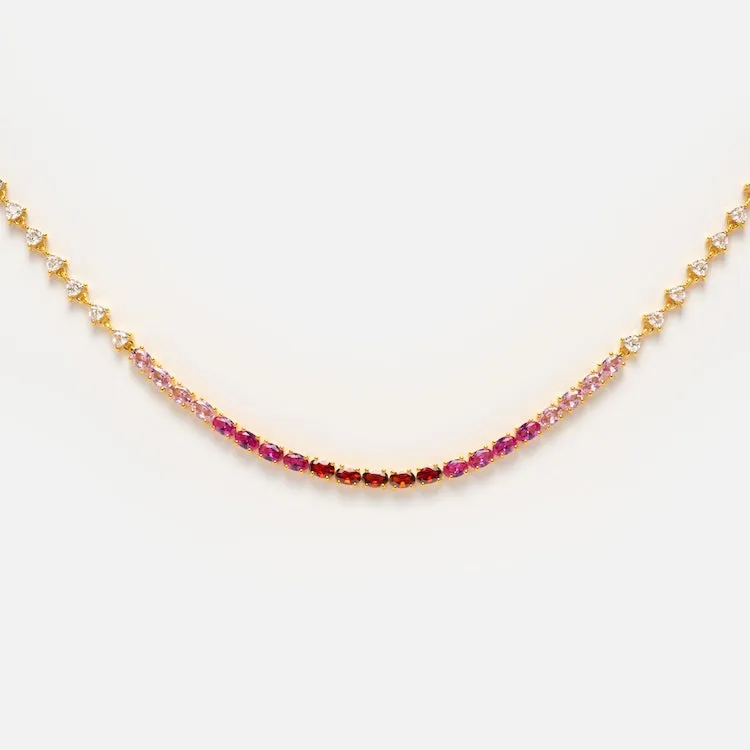Ombre Pink Topaz and Garnet Grande Tennis Necklace