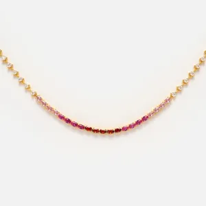 Ombre Pink Topaz and Garnet Grande Tennis Necklace