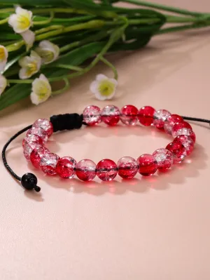 Ombre Red Beaded Bracelet for Women Men Adjustable Knot Crafted Jewelry