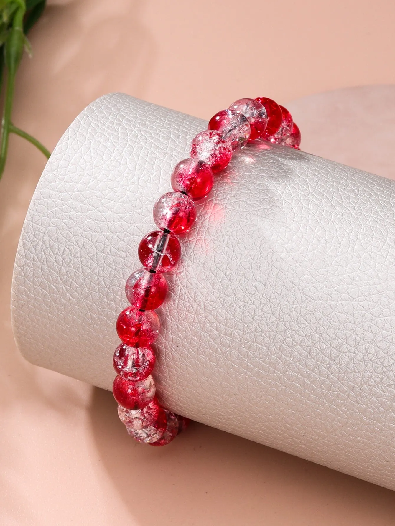 Ombre Red Beaded Bracelet for Women Men Adjustable Knot Crafted Jewelry