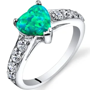 Opal Heart Shape Sterling Silver Ring Size 5