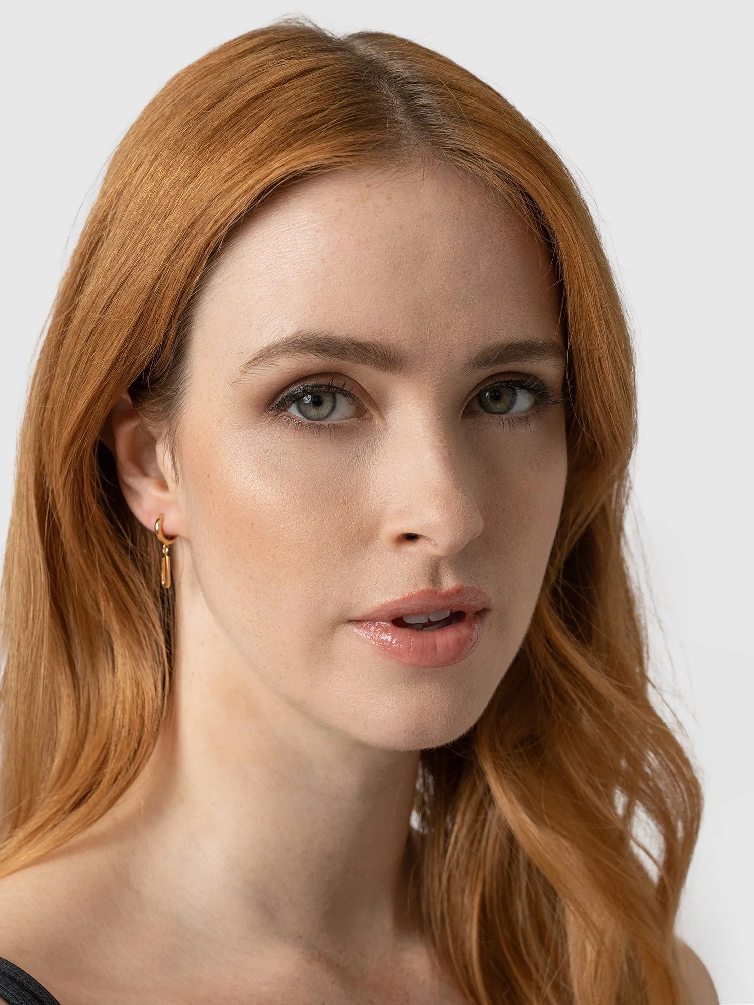 Oval Charm Drop Huggie Earrings - Gold