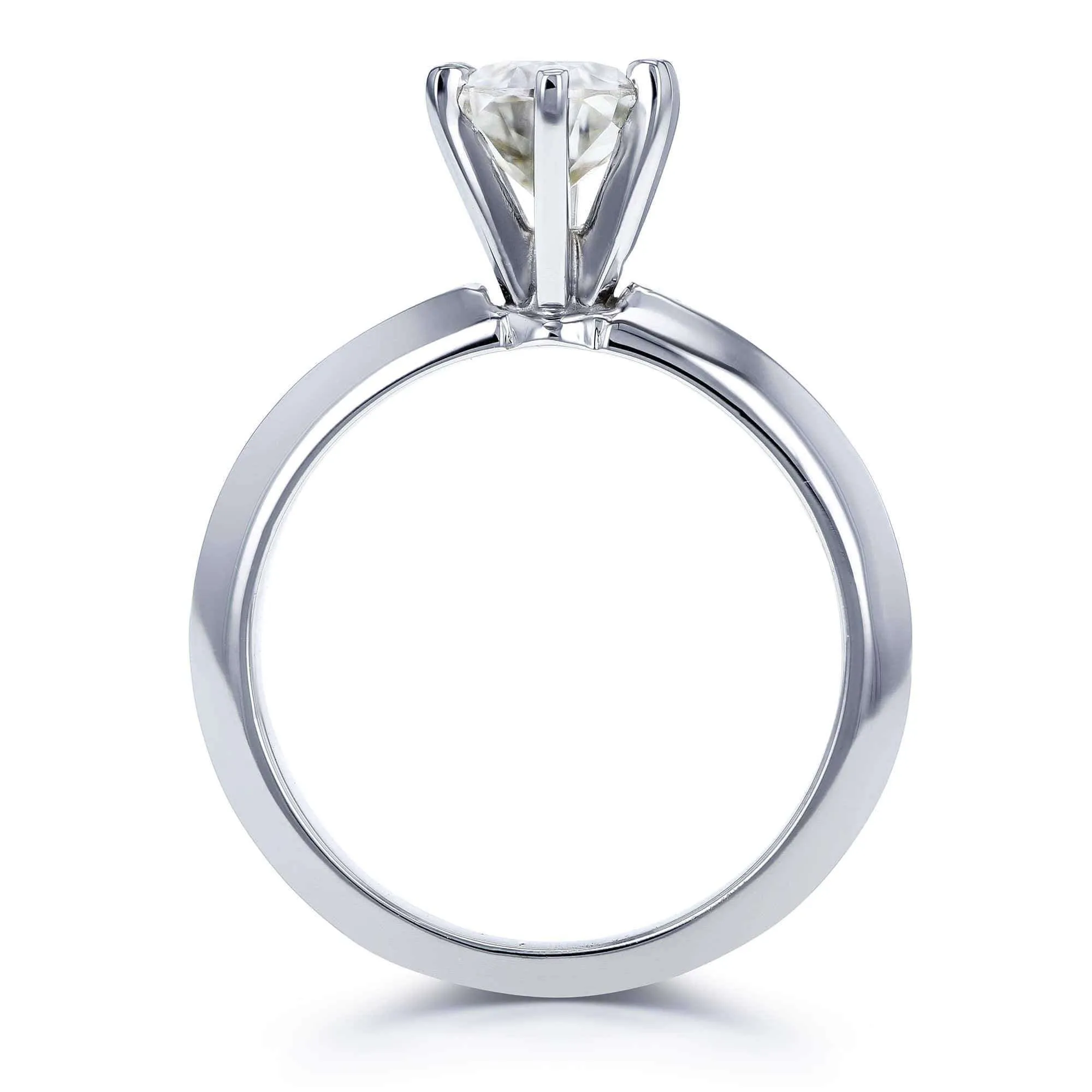 Oval Moissanite 6-prong Solitaire Bridal Rings Set 7/8 Carat in 14k White Gold