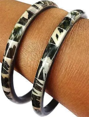Pair of Ceramic Bangles Wristbands Friendship Bracelets Womens Ladies Jewellery