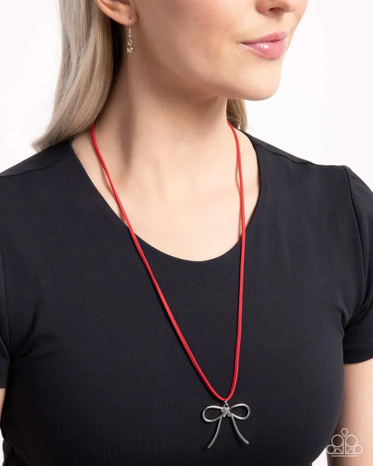 Paparazzi Bolo Bow - Red Necklace