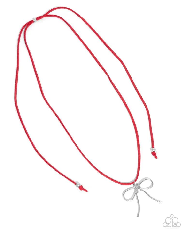 Paparazzi Bolo Bow - Red Necklace