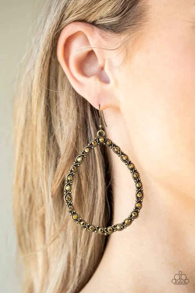 Paparazzi Earring ~ Galaxy Gardens - Brass