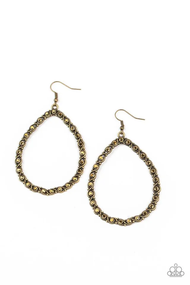 Paparazzi Earring ~ Galaxy Gardens - Brass