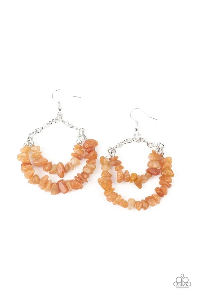 Paparazzi Earring ~ Rainbow Rock Gardens - Orange