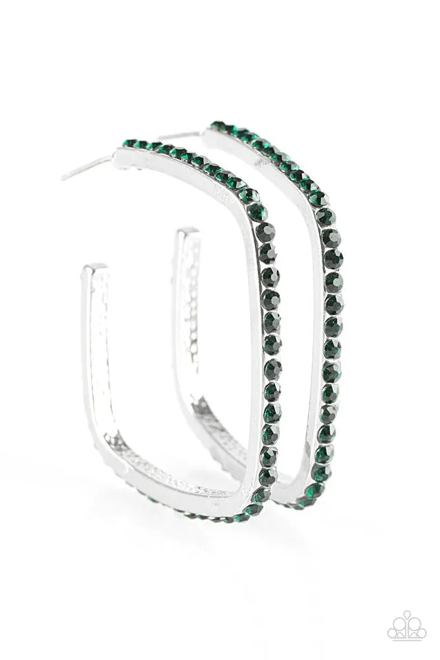 Paparazzi Earring ~ Send In The HOOPS - Green