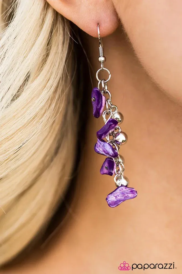 Paparazzi Earring ~ Singapore Beaches - Purple