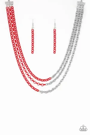 Paparazzi Necklace ~ Turn Up The Volume - Red