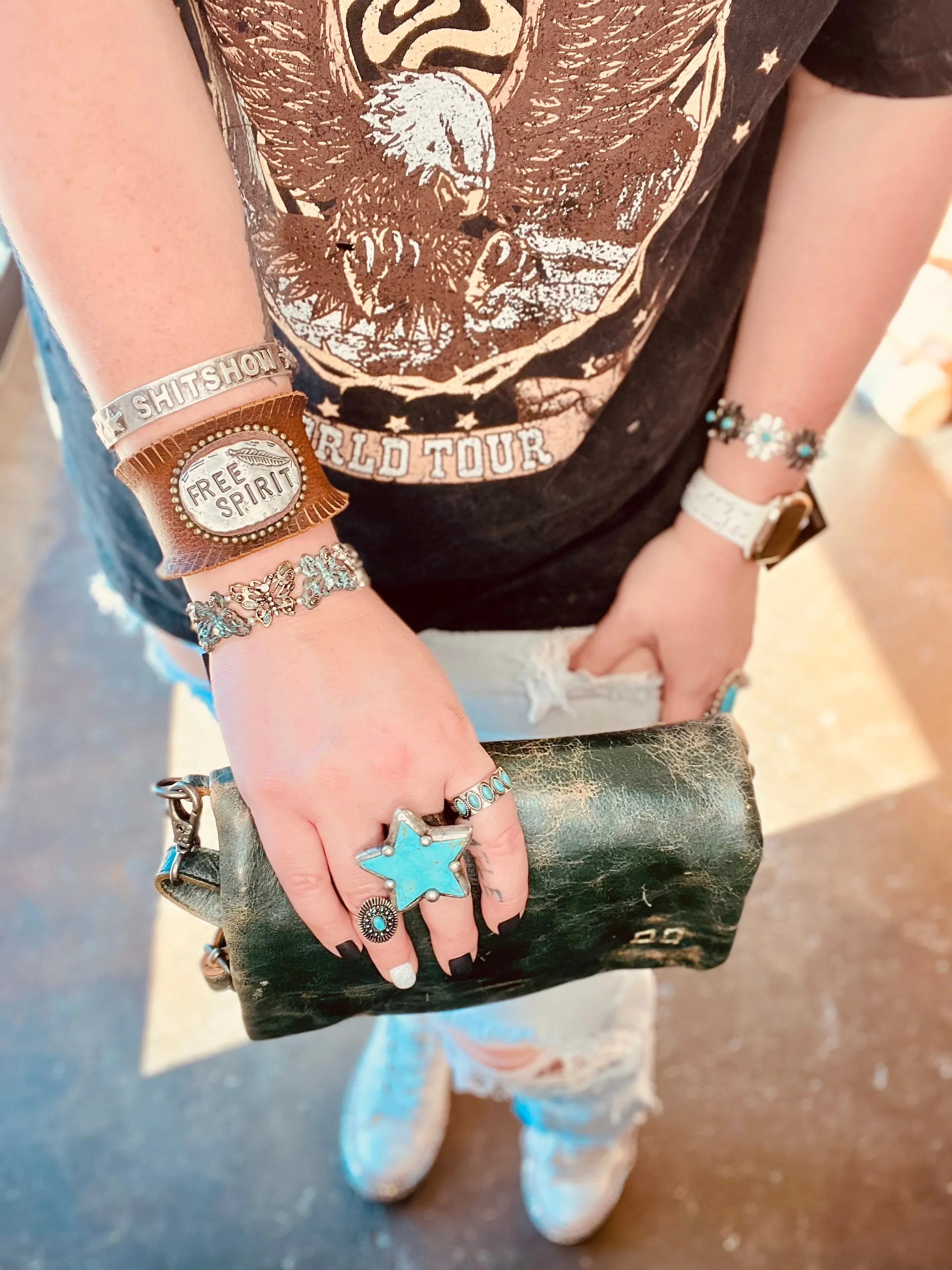 Patina Butterfly Stretch Bracelet