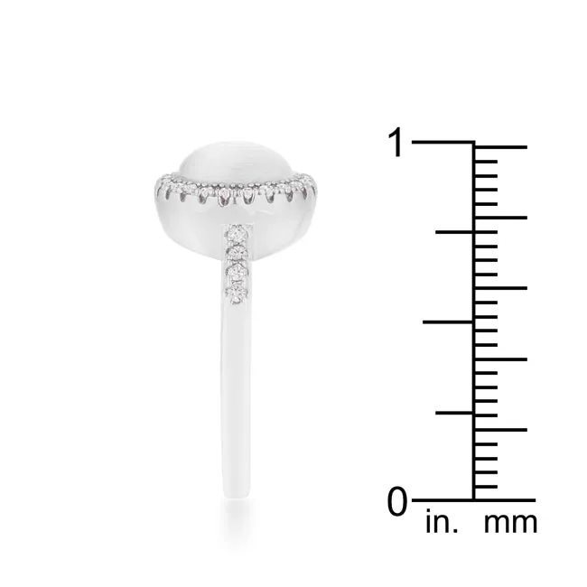Patricia 0.3ct CZ White Cat's Eye Rhodium Classic Ring