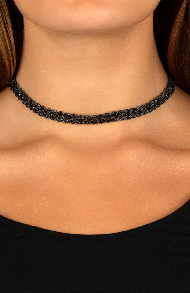 Pave Chain Link Choker Onyx