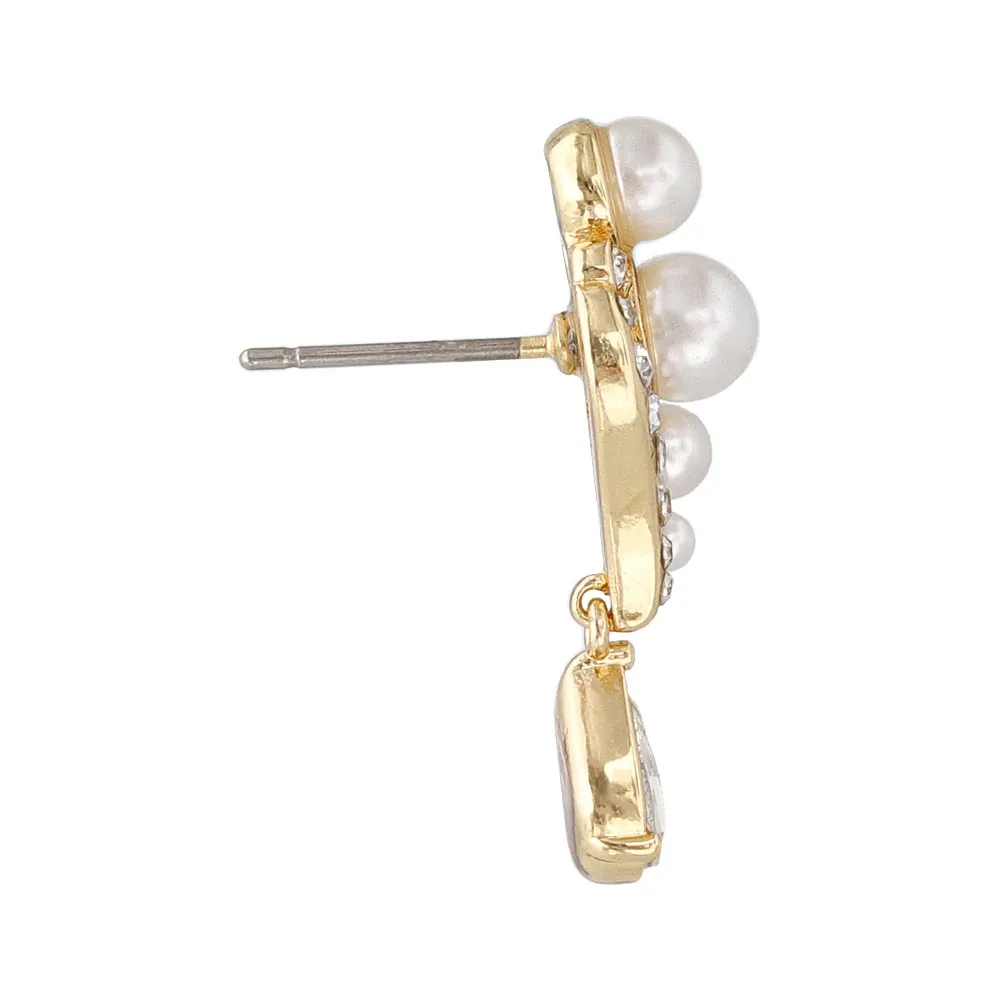 Pearl and Rhinestone Pear Drop Earrings