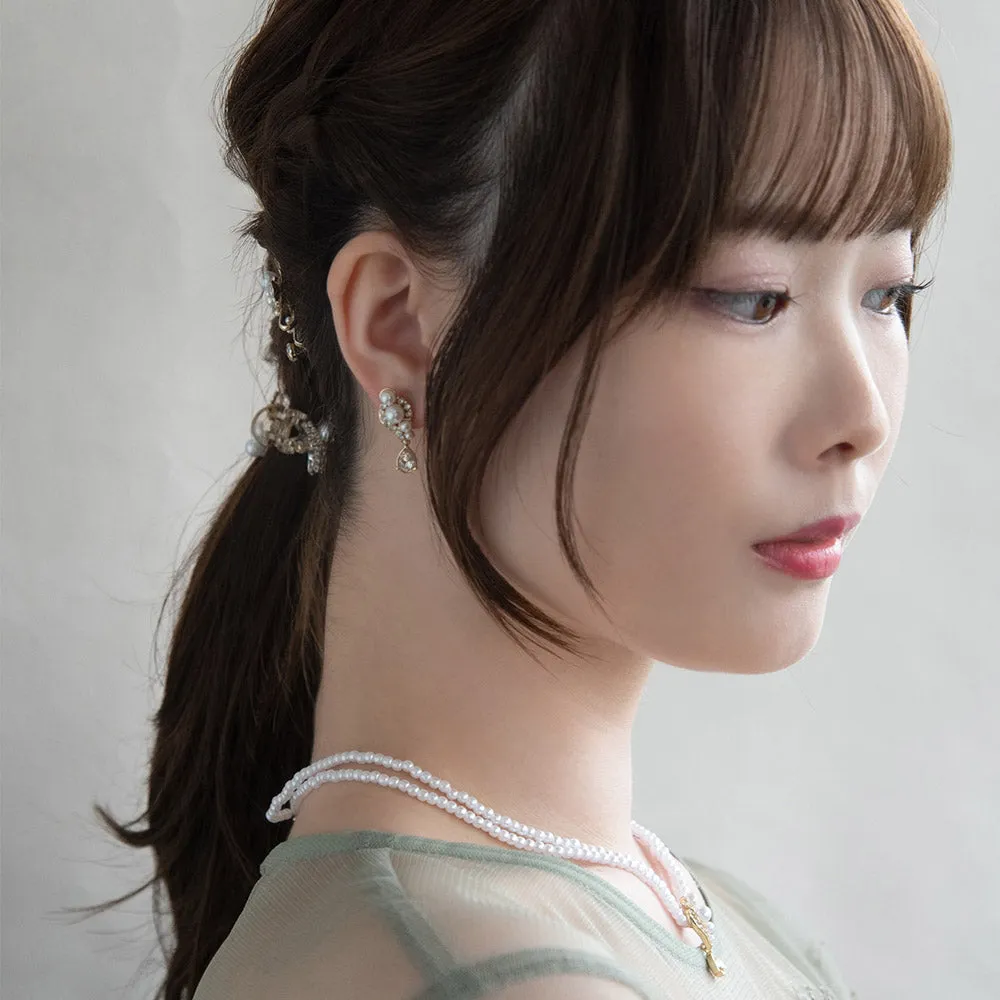 Pearl and Rhinestone Pear Drop Earrings
