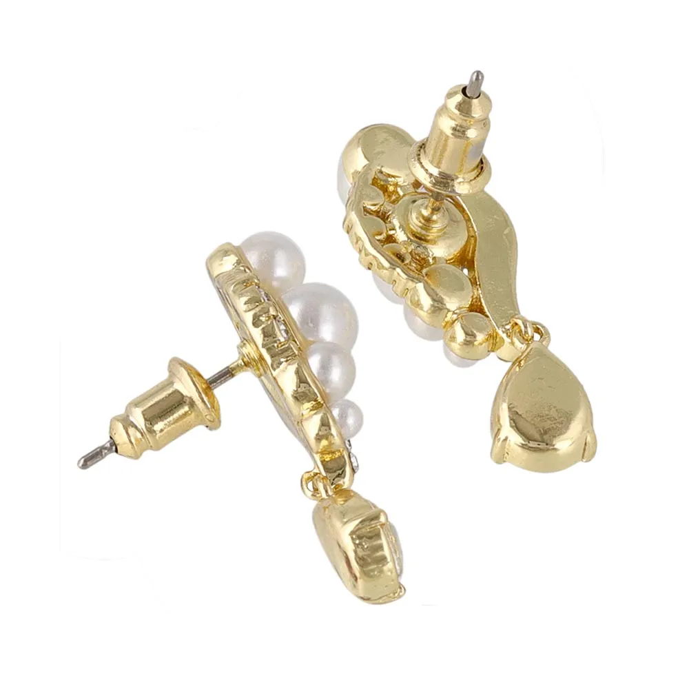 Pearl and Rhinestone Pear Drop Earrings