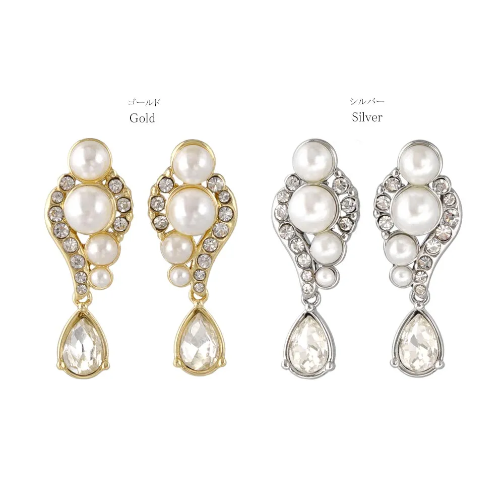 Pearl and Rhinestone Pear Drop Earrings