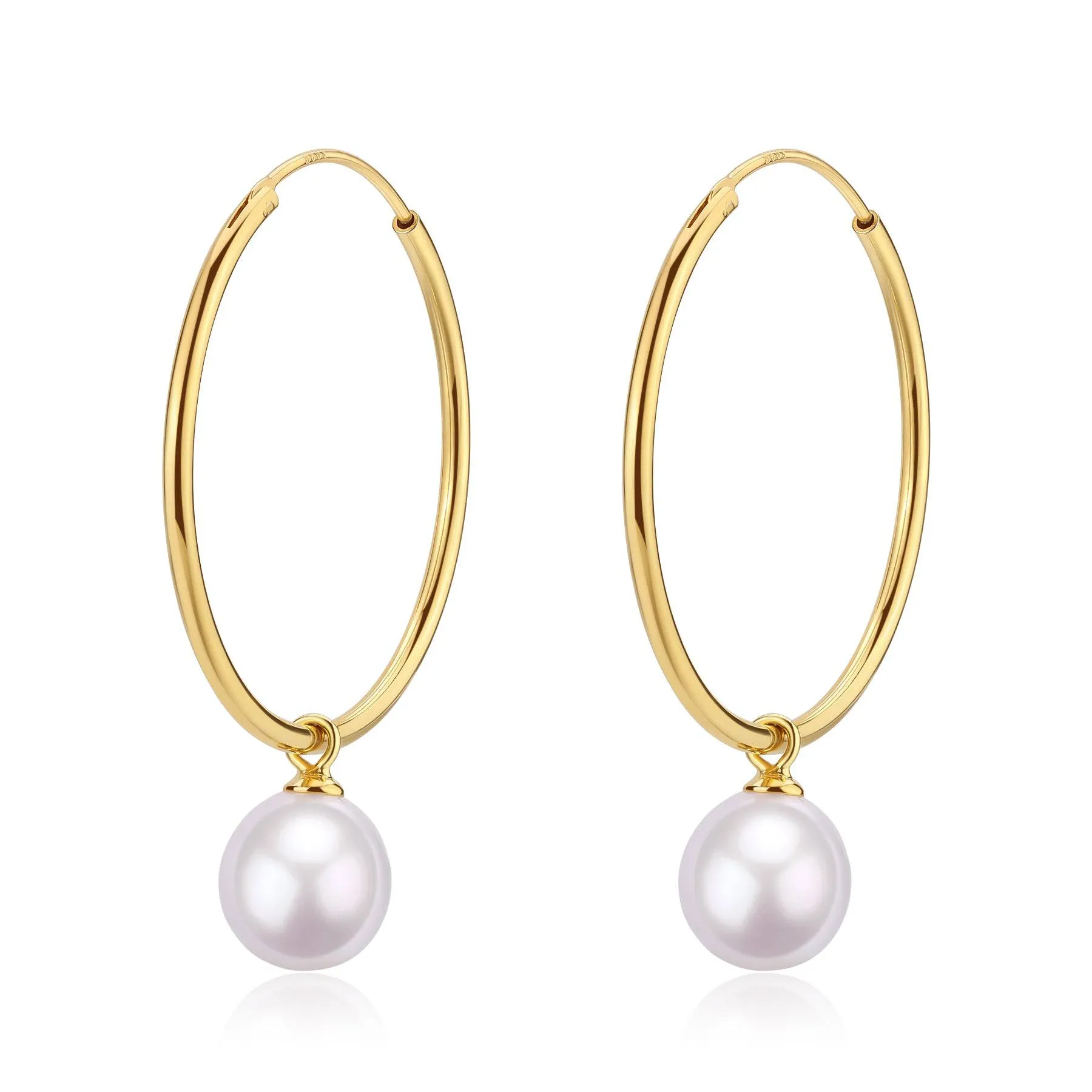Pearl Drop Large Hoop Earrings - Versatile Contemporary Vibe