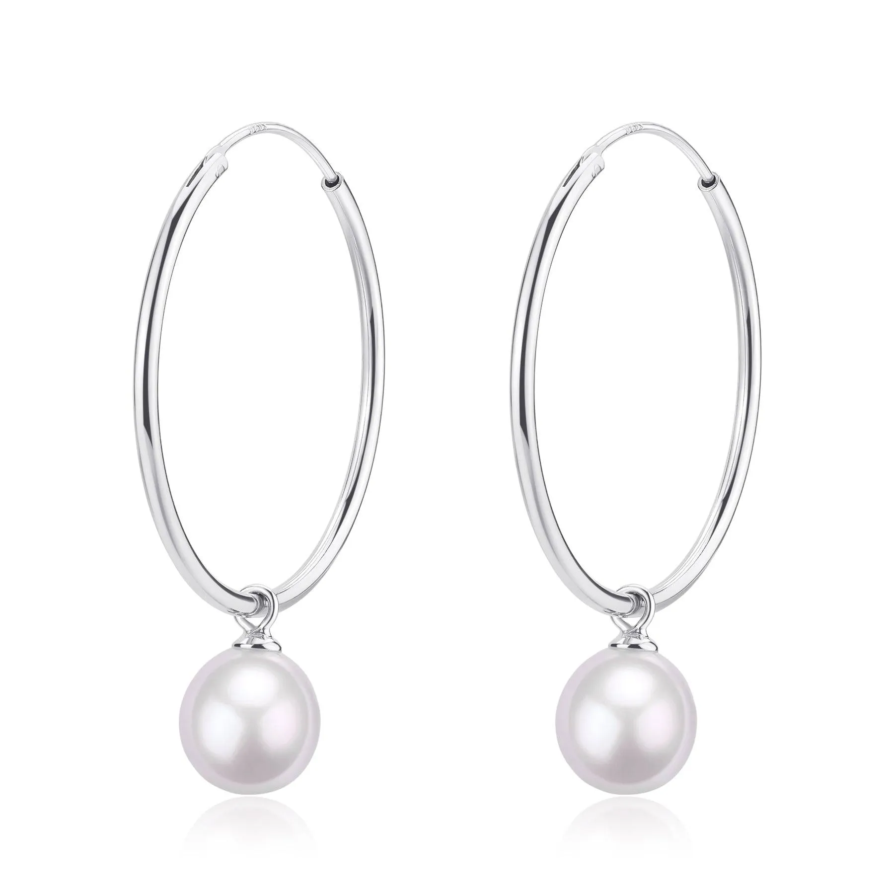 Pearl Drop Large Hoop Earrings - Versatile Contemporary Vibe
