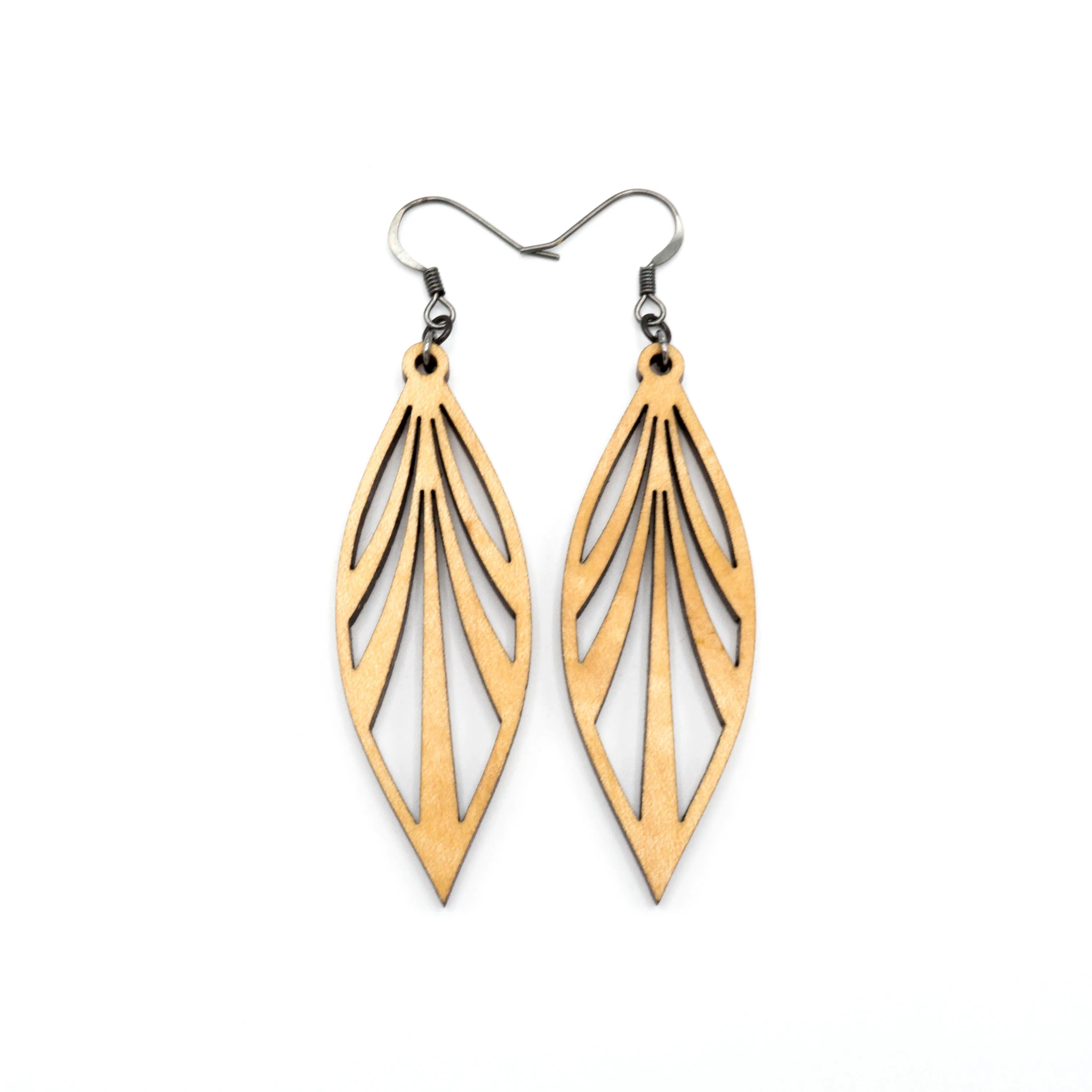 Petal 03 [S] // Wood Earrings - Maple