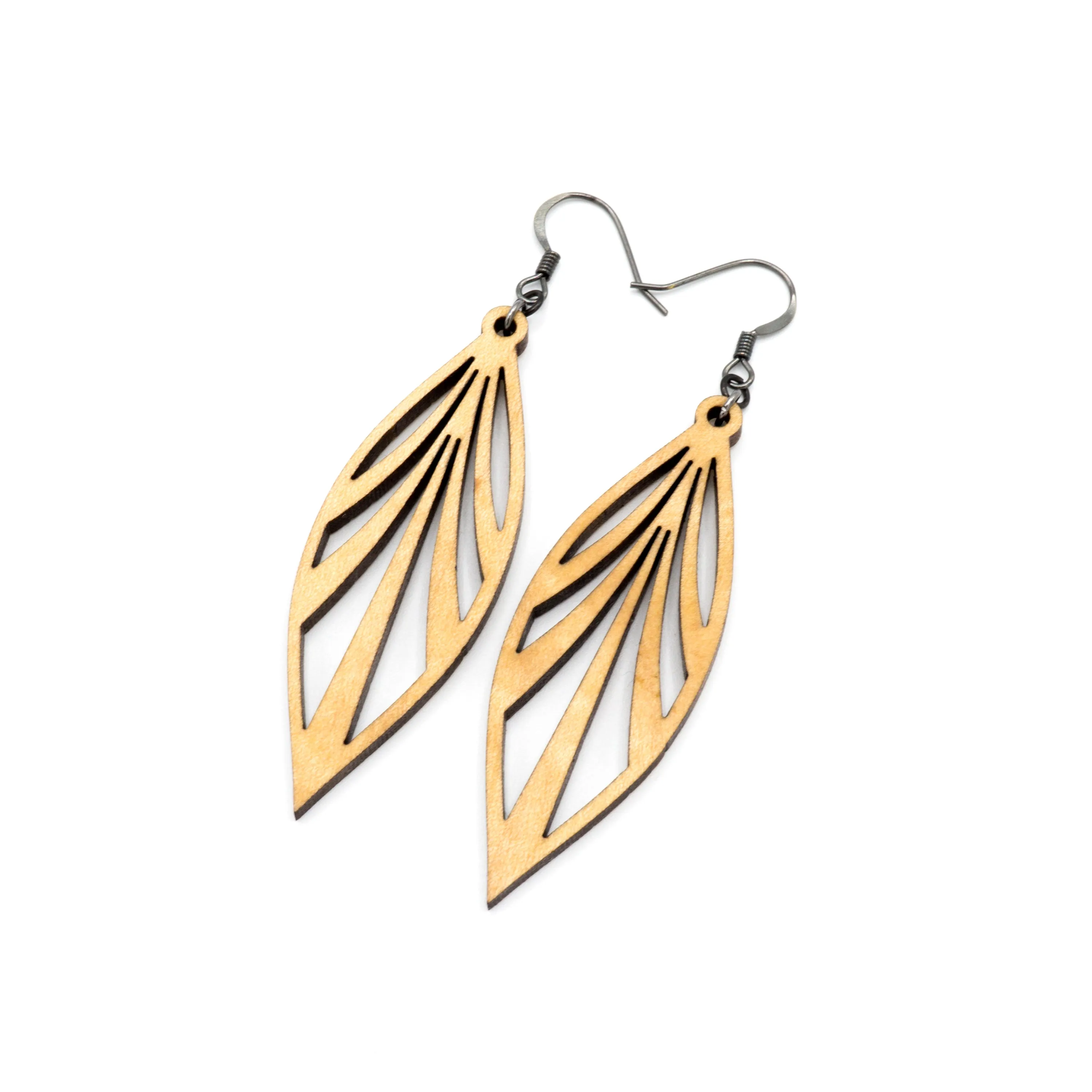 Petal 03 [S] // Wood Earrings - Maple
