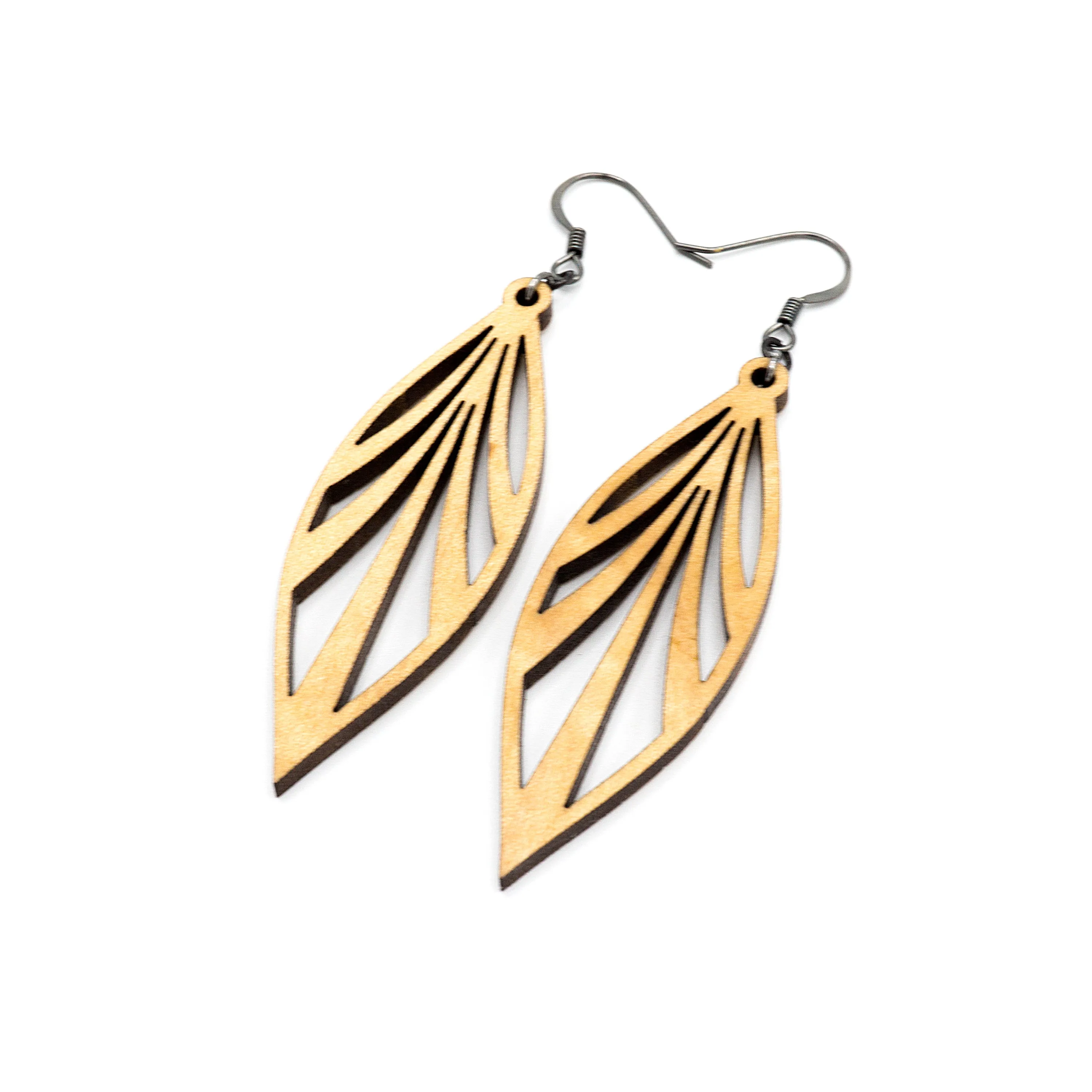 Petal 03 [S] // Wood Earrings - Maple