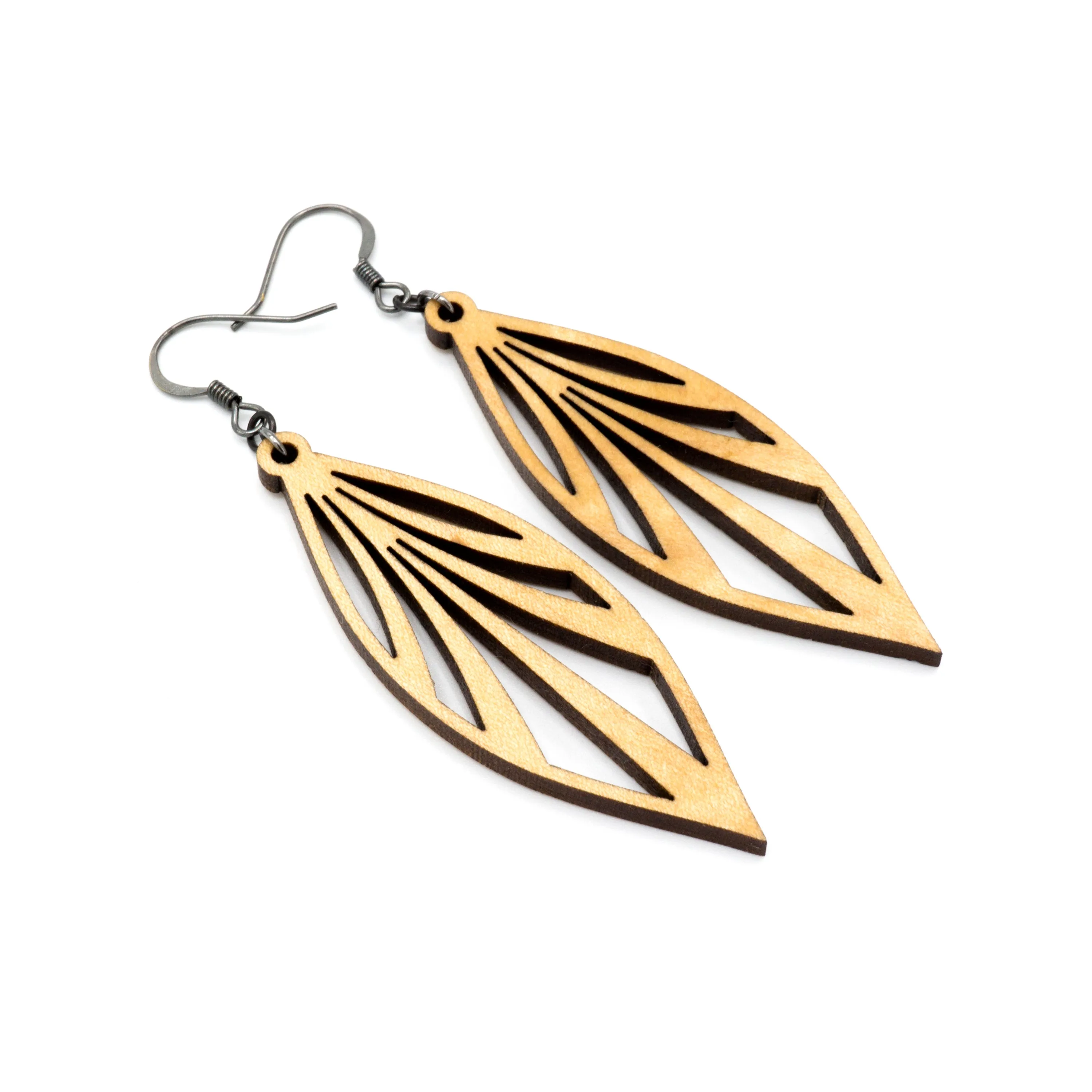 Petal 03 [S] // Wood Earrings - Maple