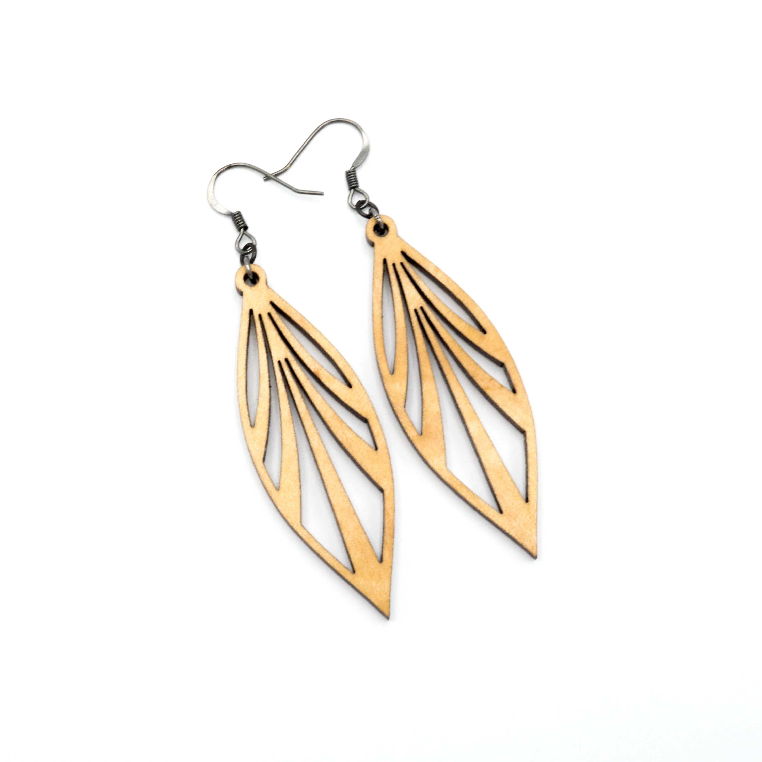 Petal 03 [S] // Wood Earrings - Maple