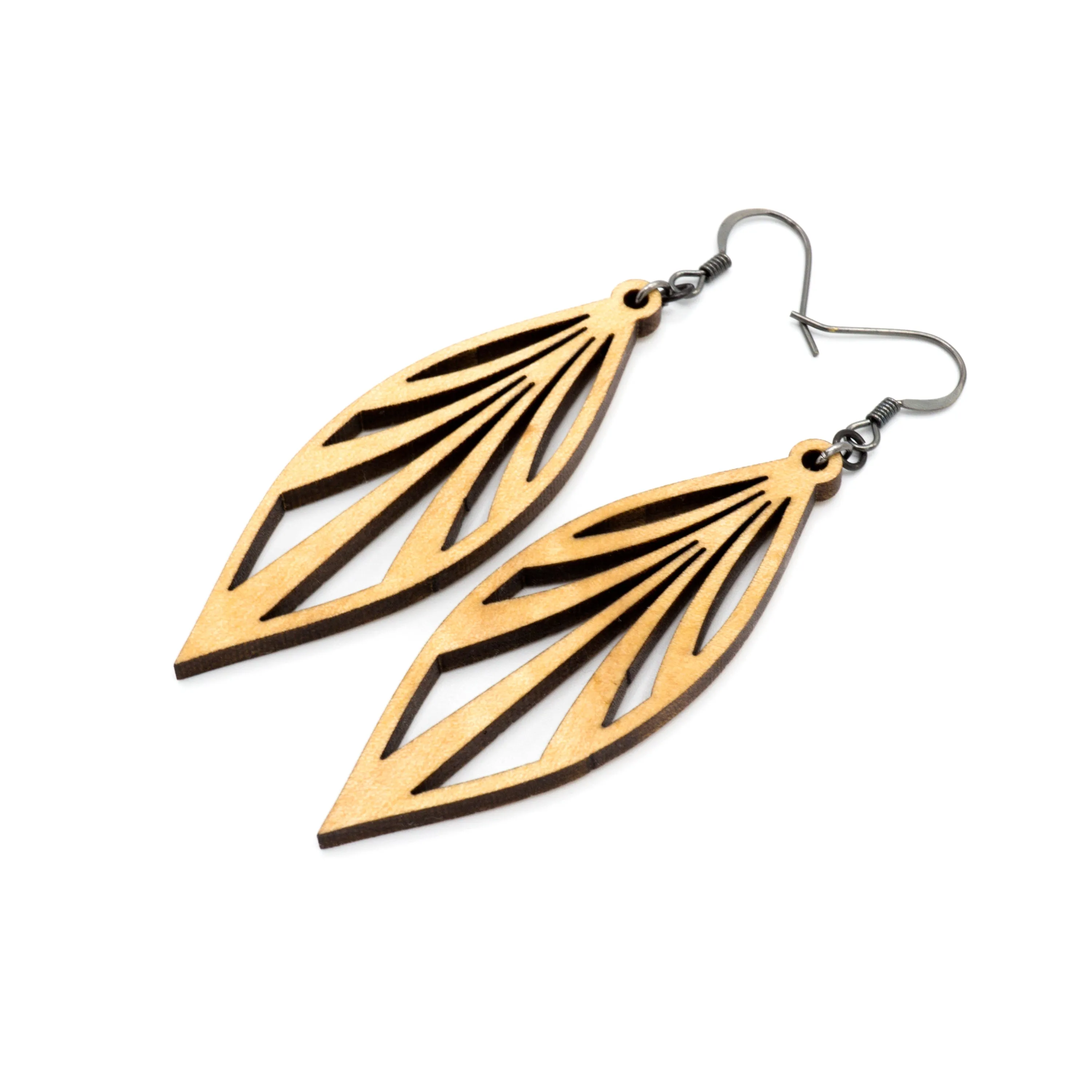 Petal 03 [S] // Wood Earrings - Maple