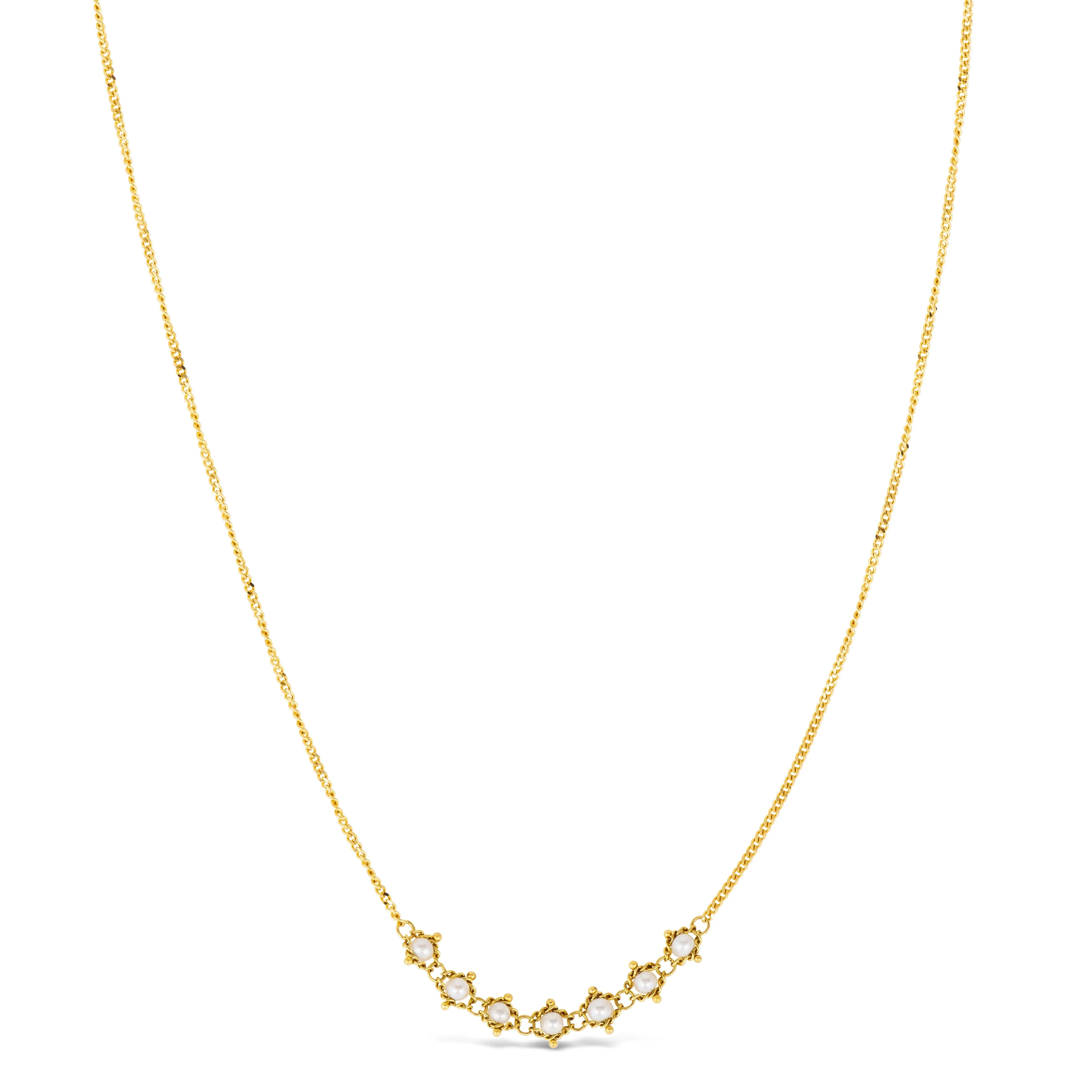 Petite Textile Row Necklace in Pearl