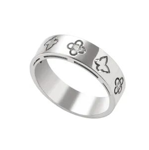 Piero Milano White Gold Diamond Flower and Butterfly Band Ring