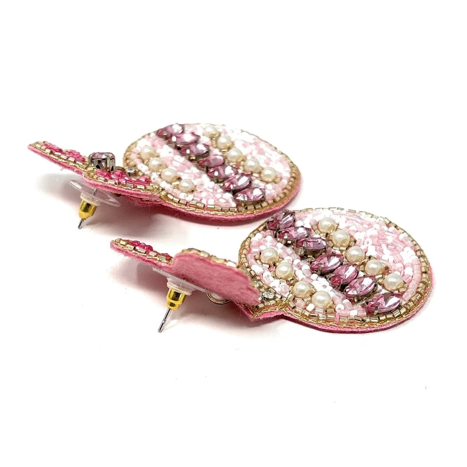 Pink Ornament Jeweled Earrings