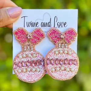 Pink Ornament Jeweled Earrings