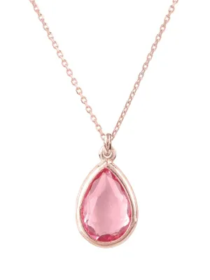 Pisa Teardrop Necklace Dipped in Rose Gold with Pink Tourmaline