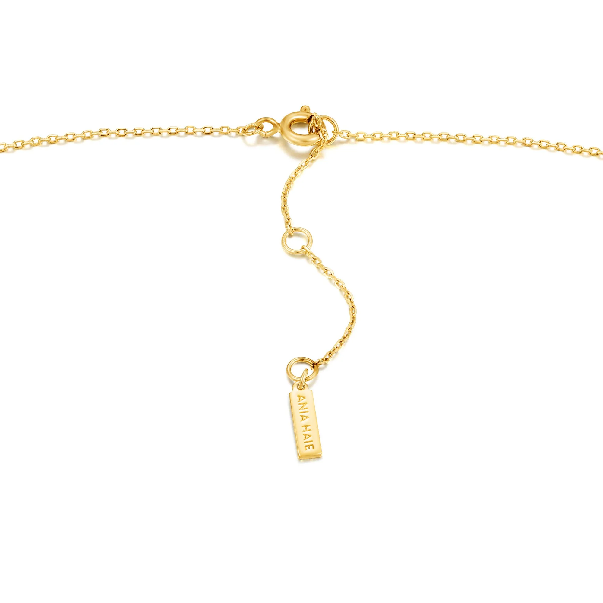 Powder Blue Enamel Emblem Gold Necklace