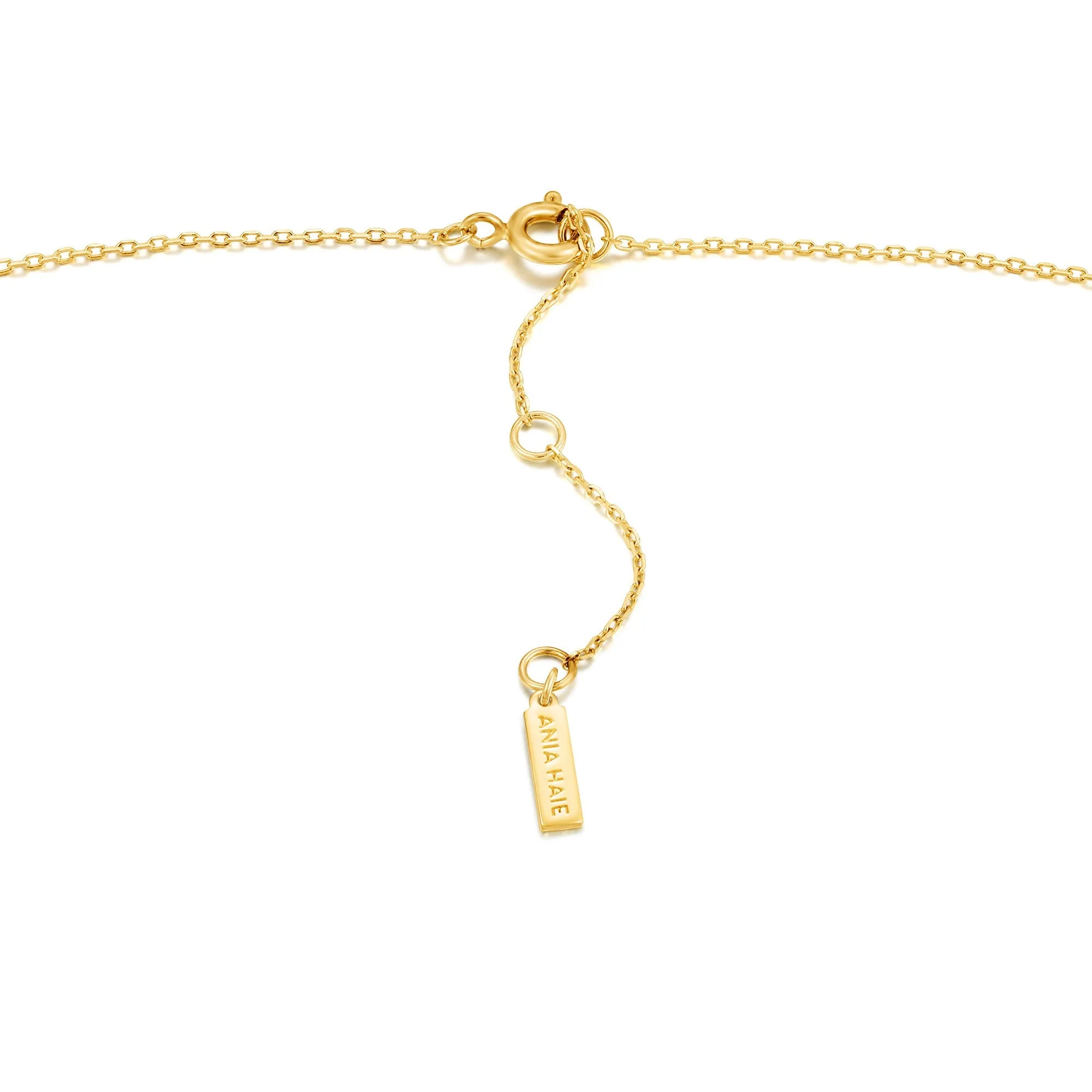 Powder Blue Enamel Emblem Gold Necklace