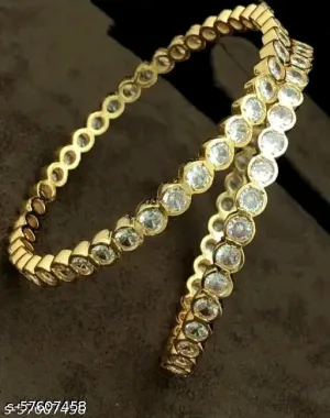 Premium Quality Microplated Impon Panchaloha Stone Bangle Set