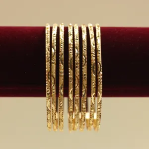Real Gold Tone Set of 8 Bangles - SS021 - Daily Wear/Office Wear/Function Wear Bangles